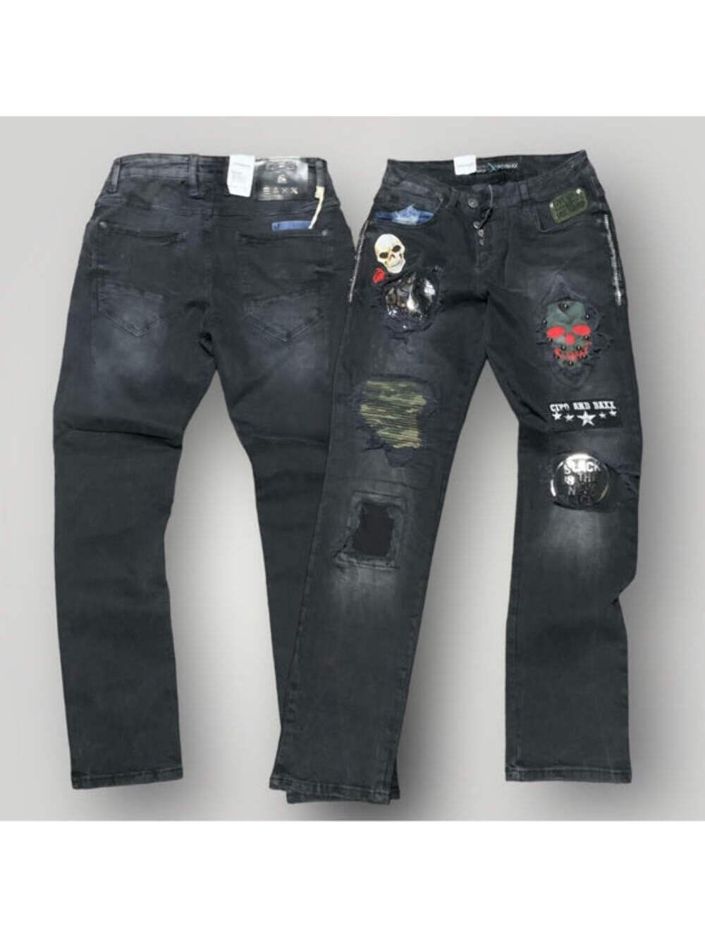 Men's Cipo & Baxx CD408 Faded Black Button-Fly Slim Fit NWT